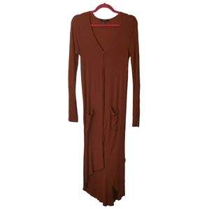 Forever 21 ribbed high low duster in rust, M